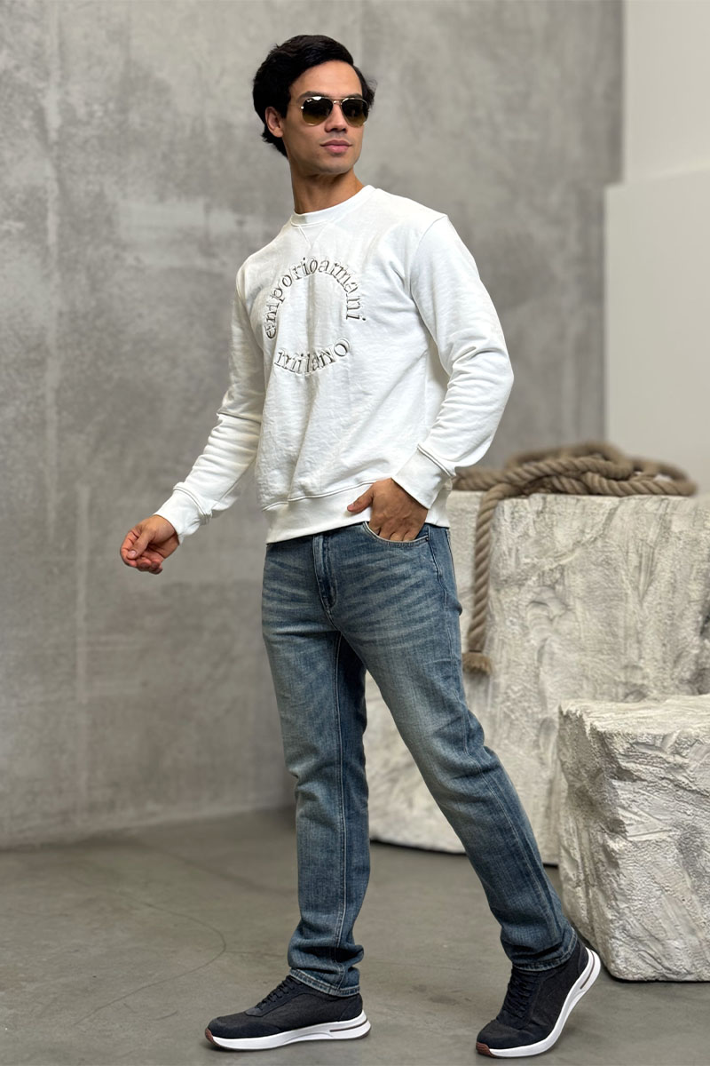 Emporio Armani EA7 Белый свитшот logo embroidery 