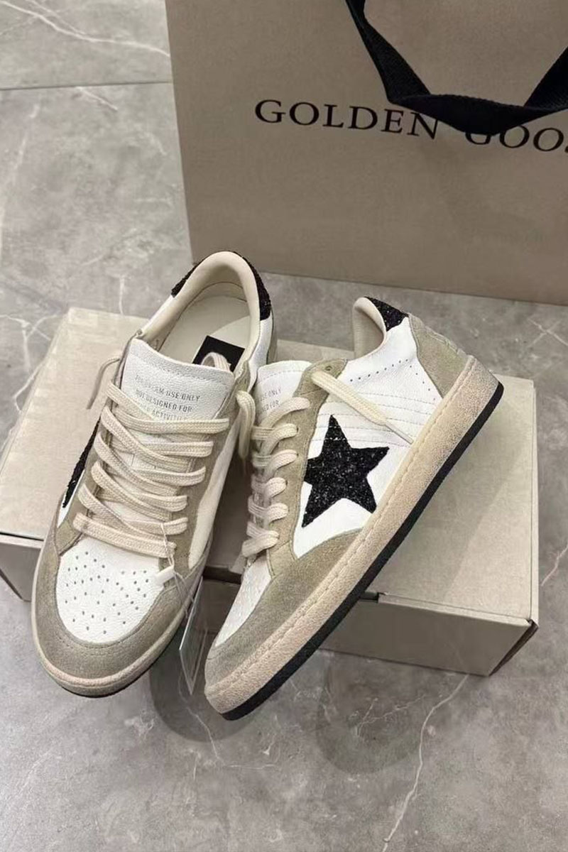 Designer Clothing Женские кожаные кроссовки Golden Goose Ball Star Premium - Black / White