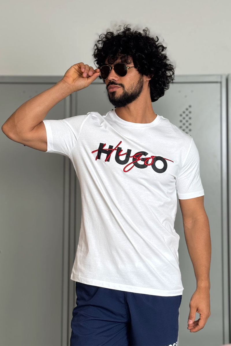 Hugо Воss Футболка белого цвета Dakaishi double logo