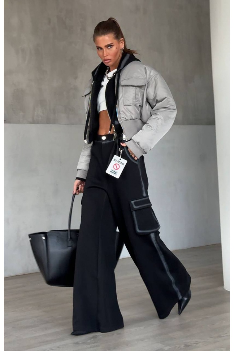 Max Mara Женский бомбер Max Mara серого цвета