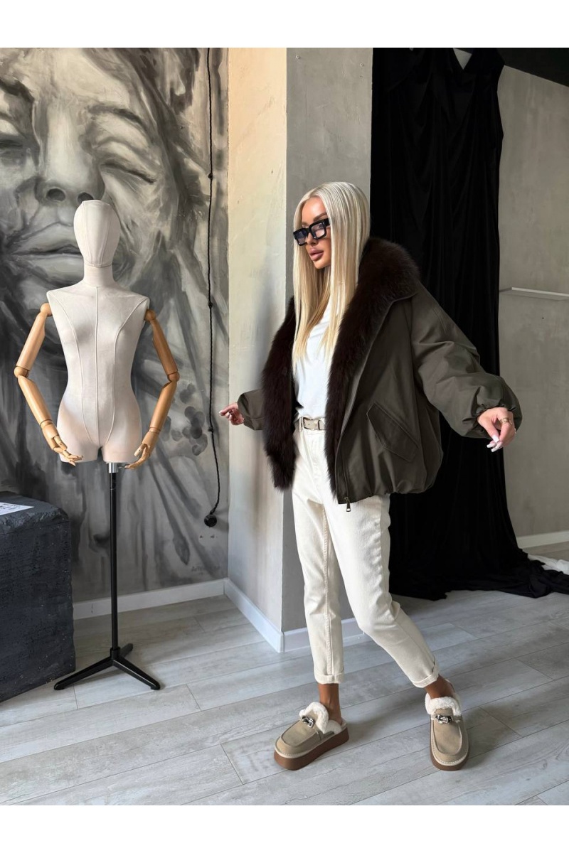 Max Mara Женский бомбер с натуральным мехом premium