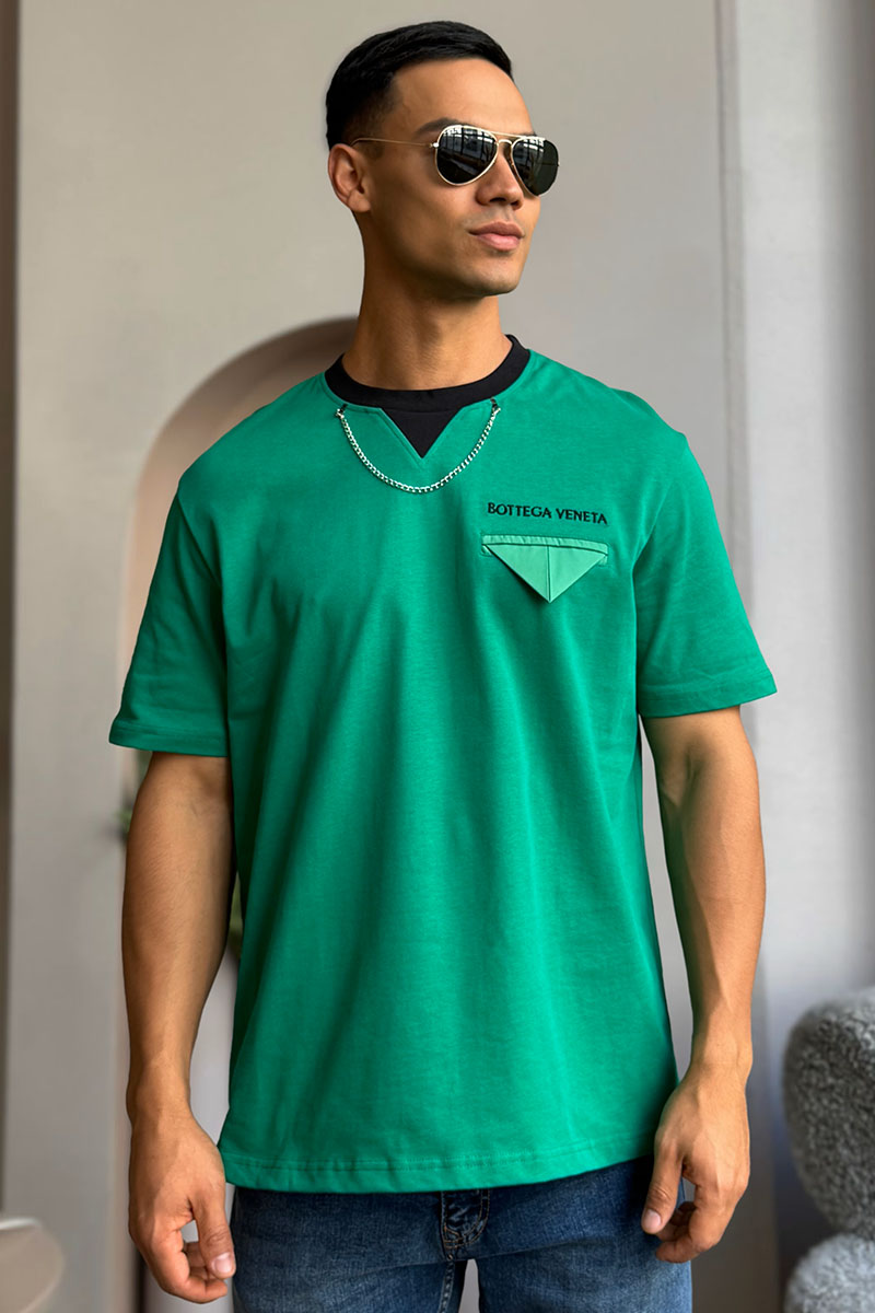 Bottega Veneta Зелёная оверсайз футболка Chain