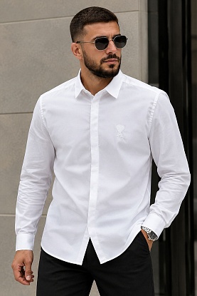 Мужская классическая рубашка Ami embroidered-heart - White