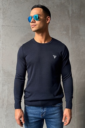 Синий мужской джемпер logo-embroidered