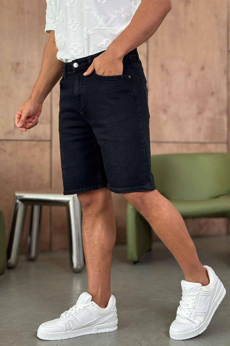Hugо Воss Чёрные джинсовые шорты  relaxed fit