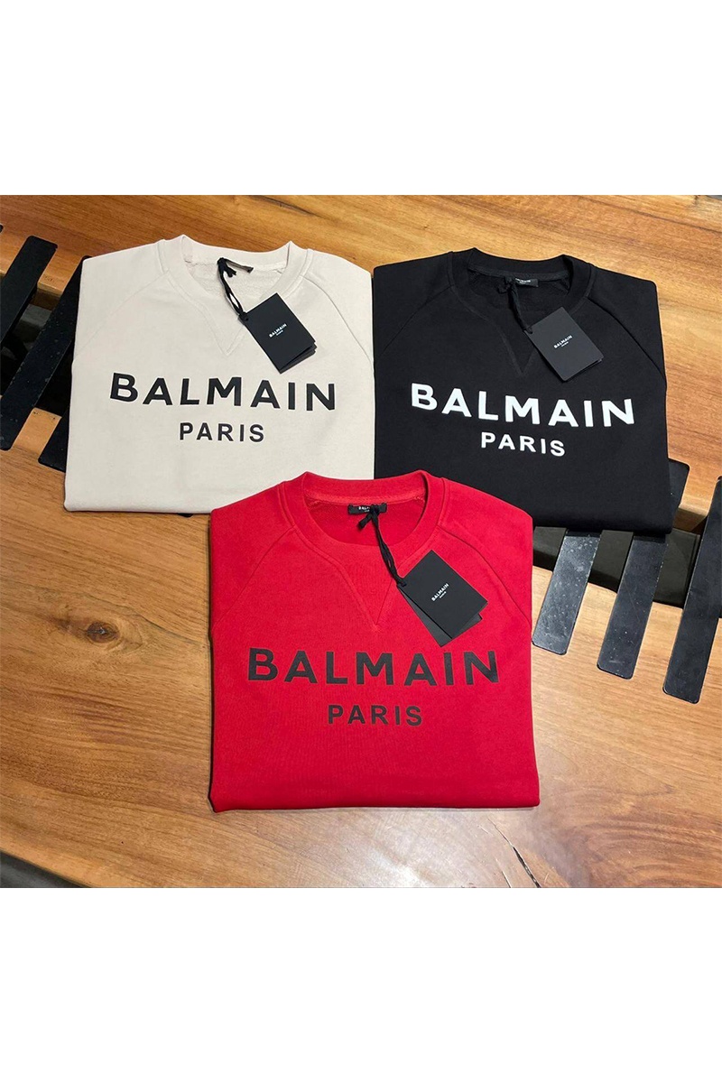 Balmain Мужской светло-бежевый свитшот Paris logo-print