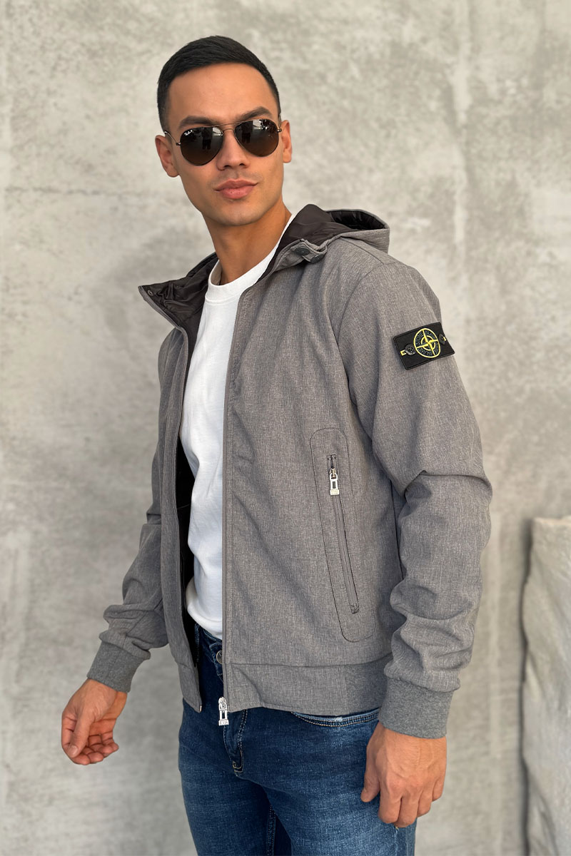 Stone Island Мужская куртка серого цвета compass-patch