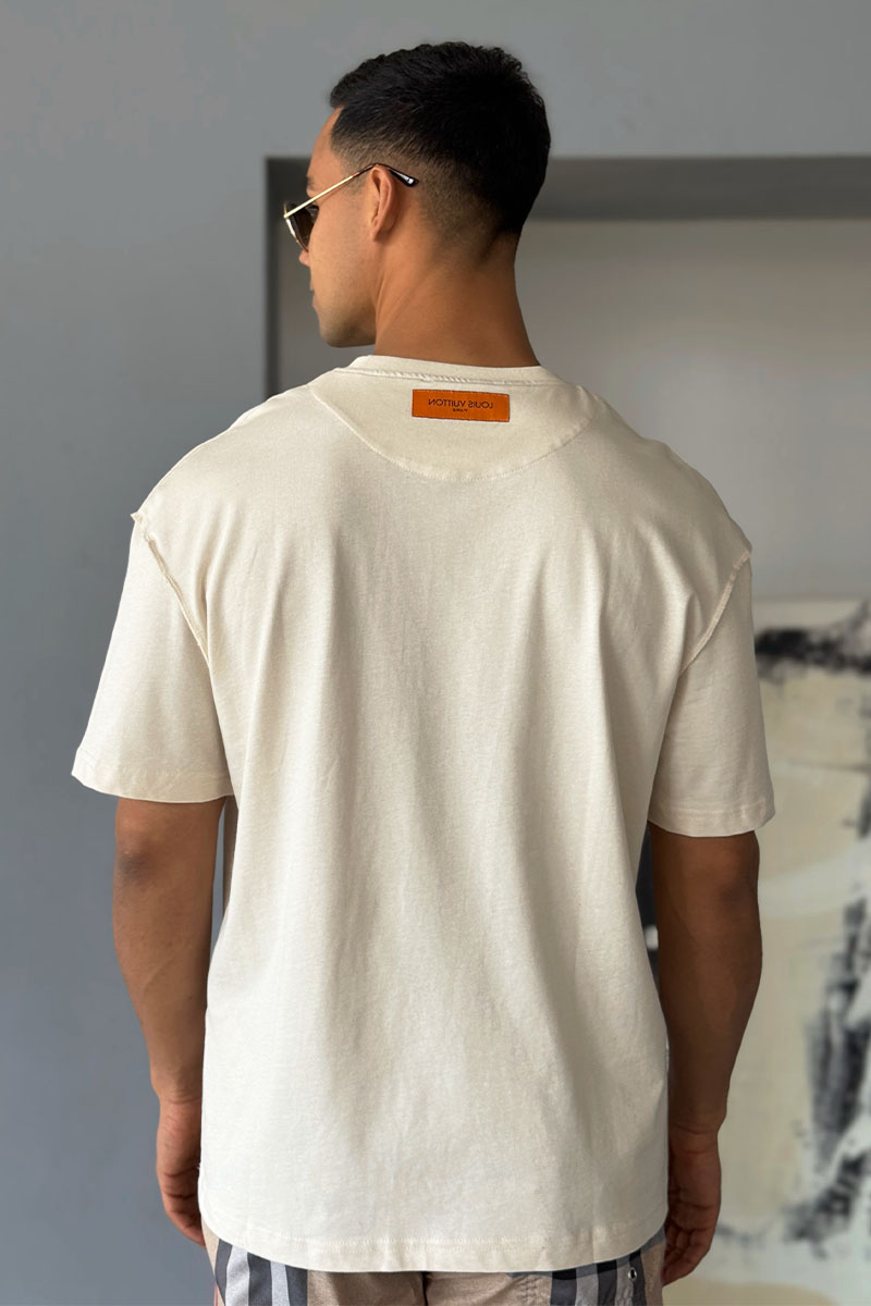 Lоuis Vuittоn Брендовая оверсайз футболка бежевого цвета