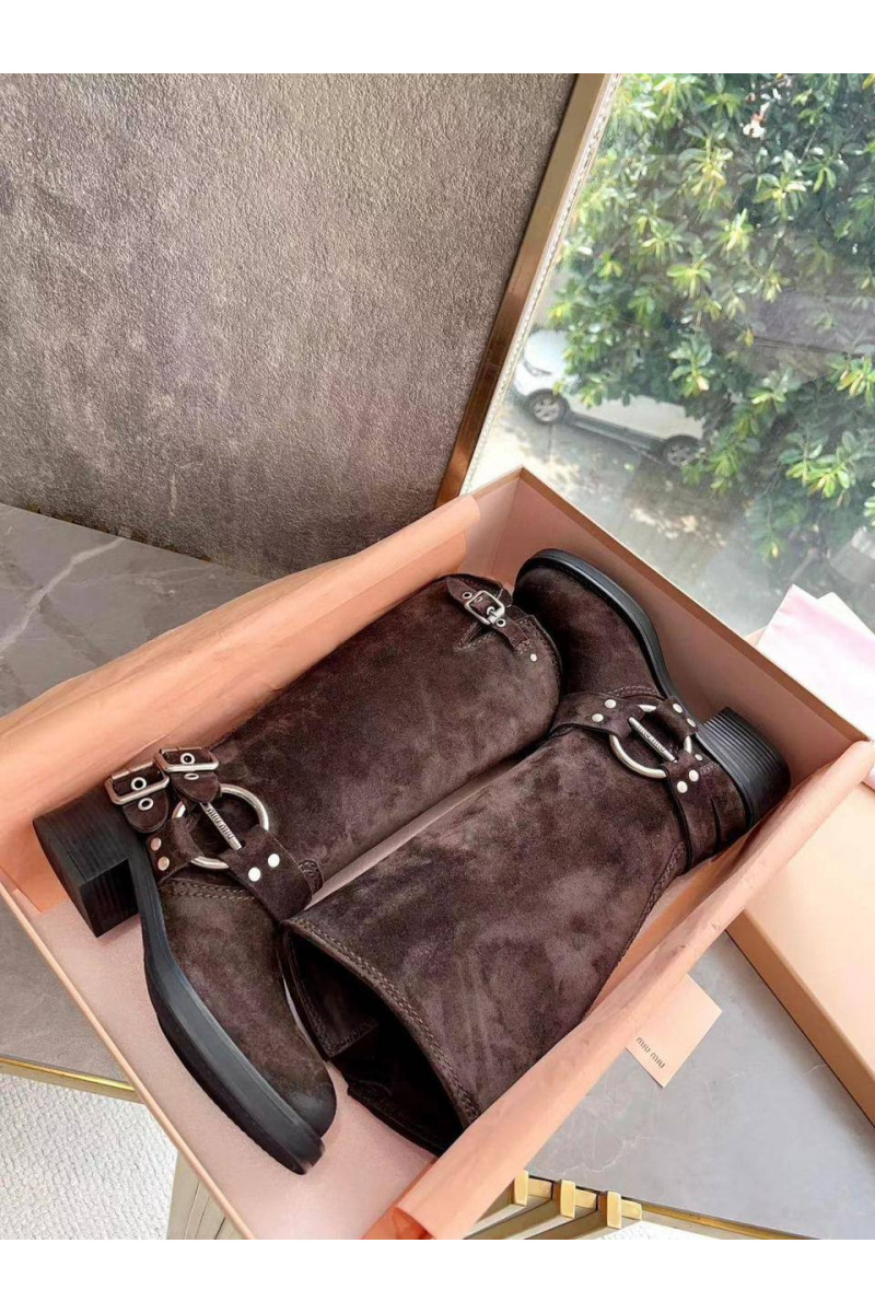 MIU MIU Женские замшевые сапоги Ankle Premium