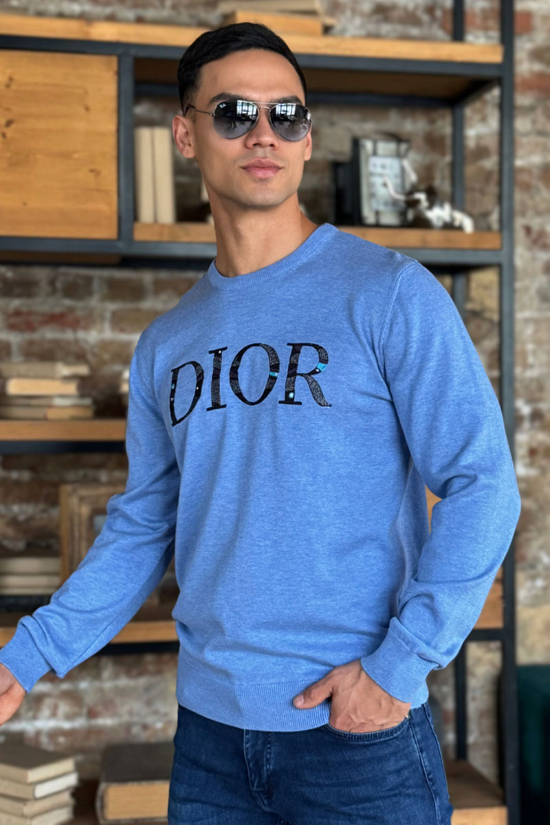 Dior Мужская синяя кофта logo-embroidered