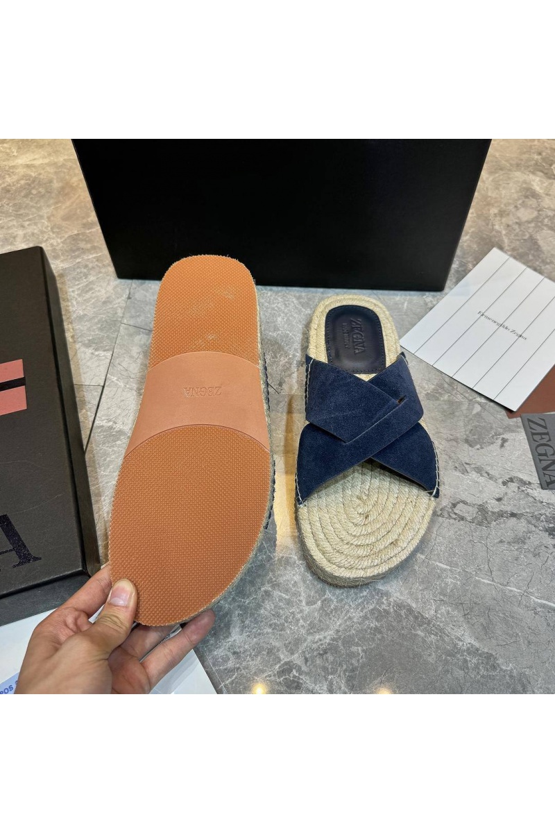 Zegna Мужские шлёпанцы suede - Navy