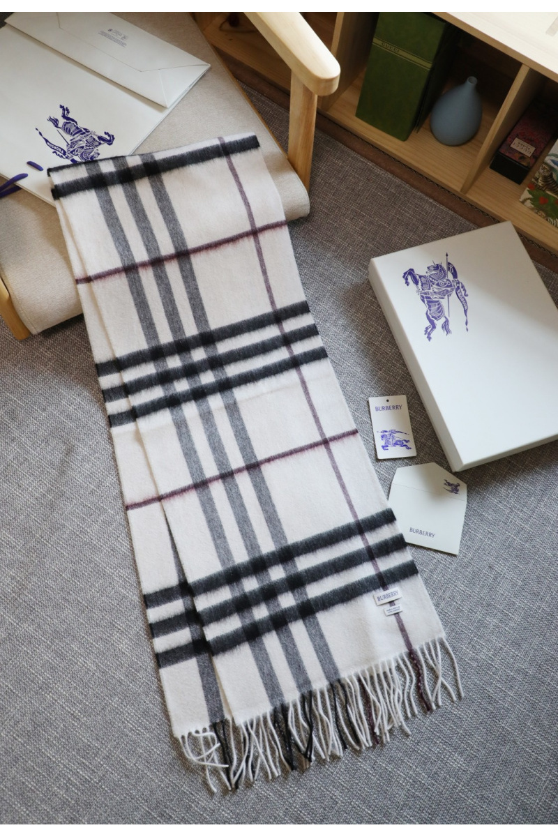 Burberry Шарф two-tone Check premium 168x30 см - White