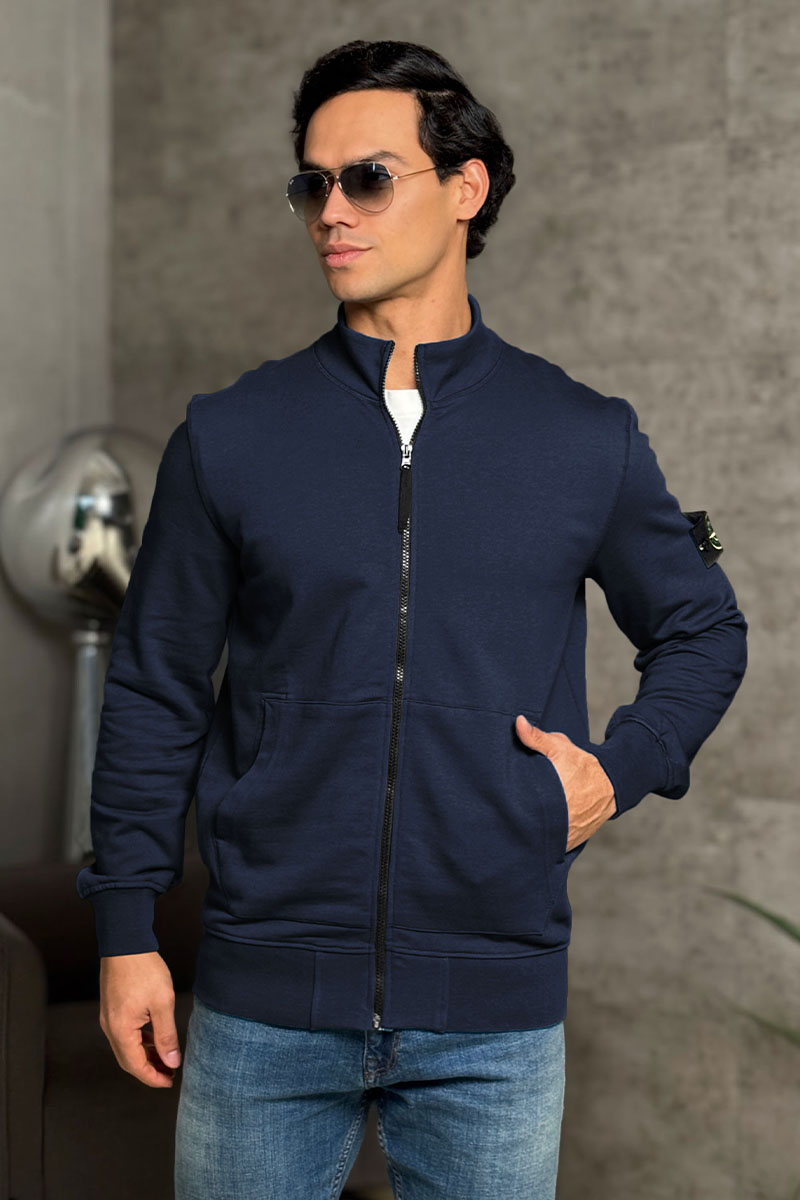 Stone Island Кофта тёмно-синего цвета Zip-Up Compass-patch