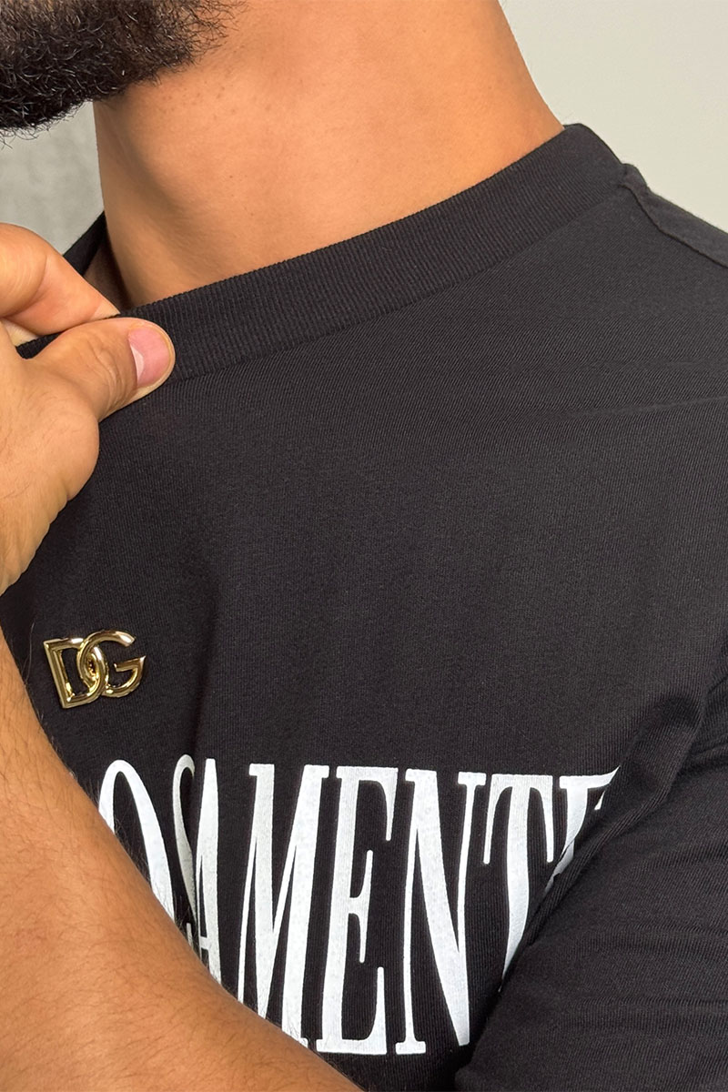 Dоlсе & Gаbbаnа Чёрная оверсайз футболка logo-plaque