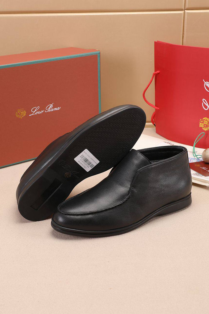 Loro Piana Кожаные лоферы с мехом Open Walk - Black