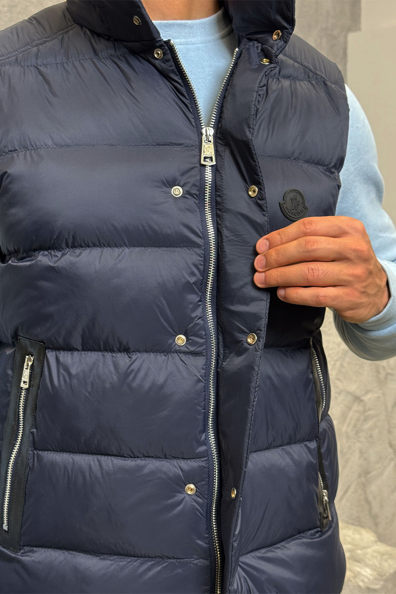 Moncler Тёмно-синий жилет Herniaire logo-patch