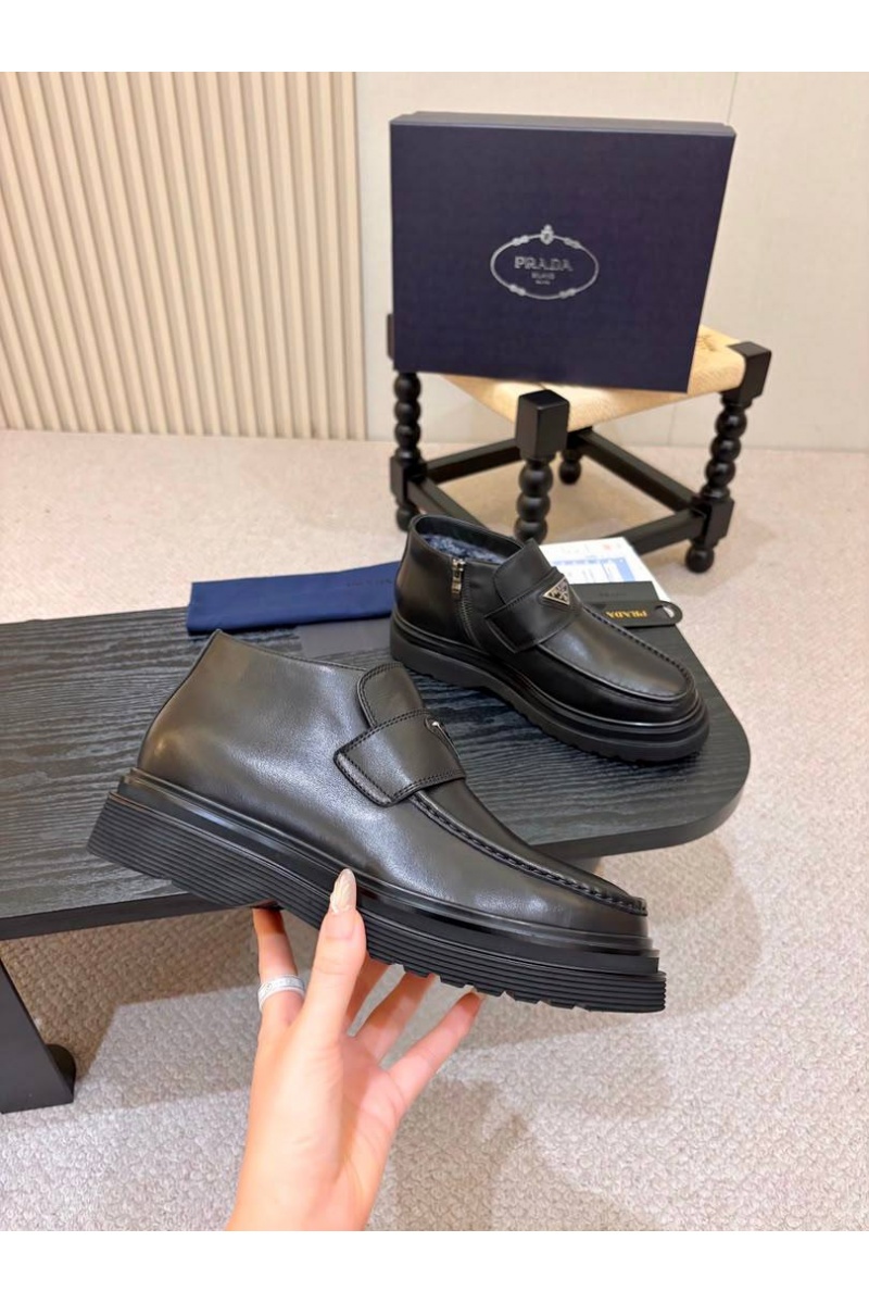Prada Кожаные ботинки с мехом premium