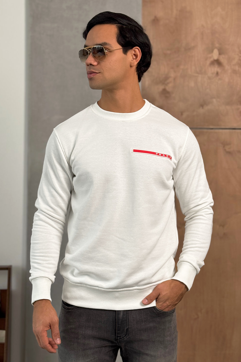 Prada Мужской белый свитшот Linea Rossa logo