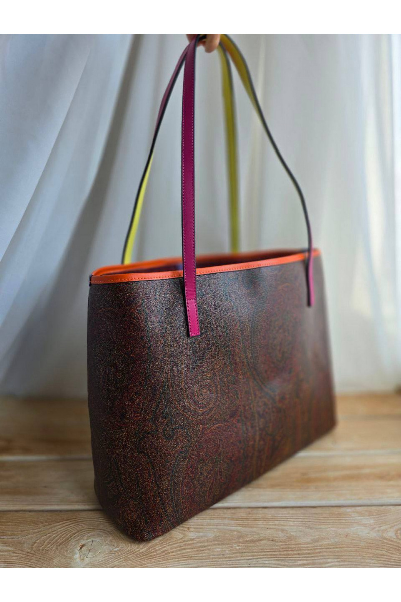 Etro Кожаная сумка с узором пейсли 37x28 см