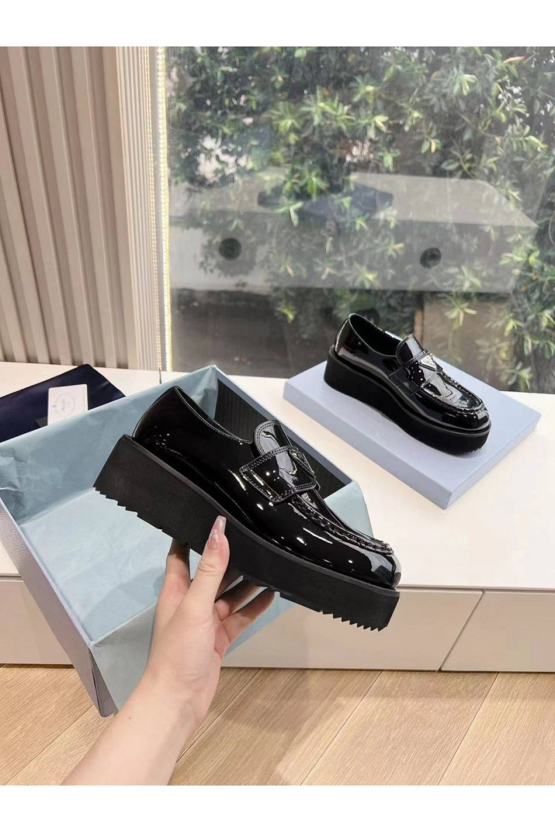 Prada Женские кожаные лоферы Premium - Black