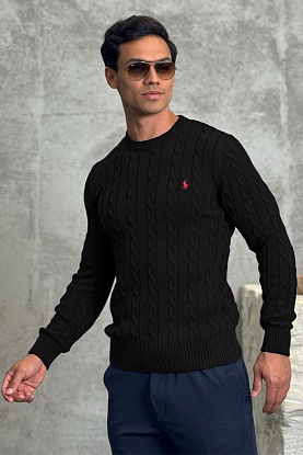 Мужской свитер cable-knit - Black