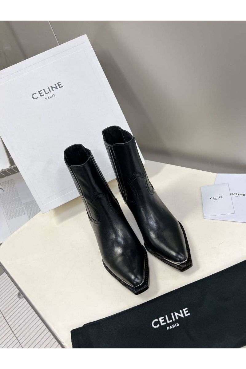 Celine Женские кожаные сапоги Premium - Black