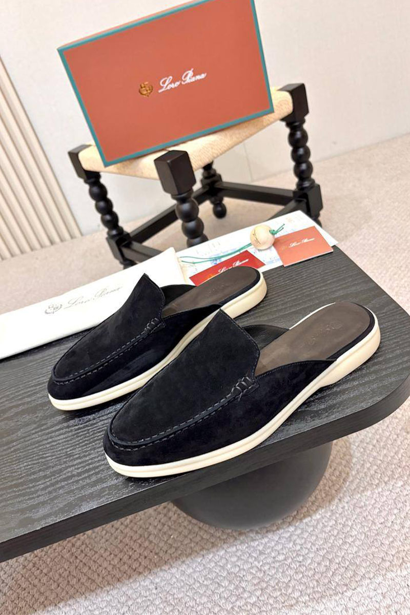 Loro Piana Мужские замшевые шлёпанцы Loro Piana