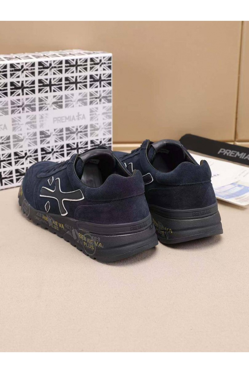Premiata Замшевые кроссовки с мехом low-top - Navy