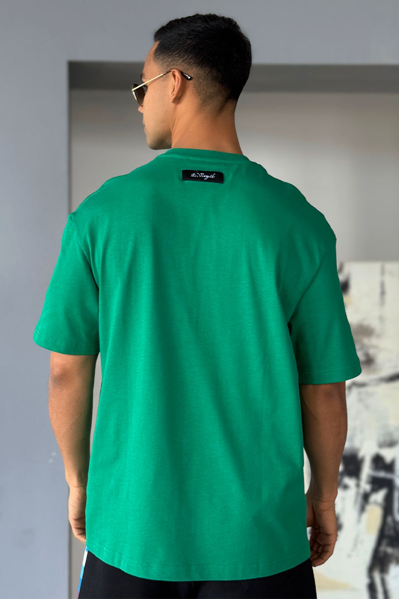 Lоuis Vuittоn Брендовая оверсайз футболка зелёного цвета