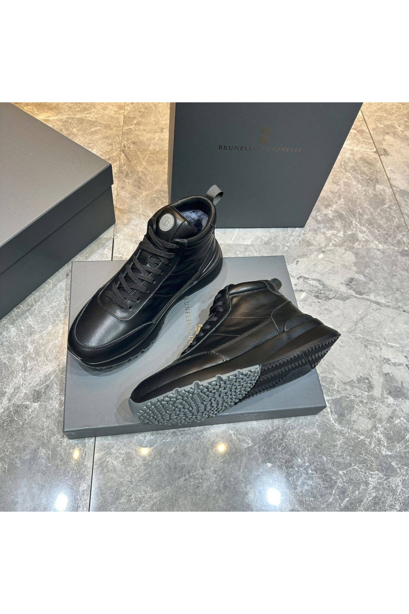 Brunеllо Сuсinеlli Кожаные кроссовки с мехом high-top - Black