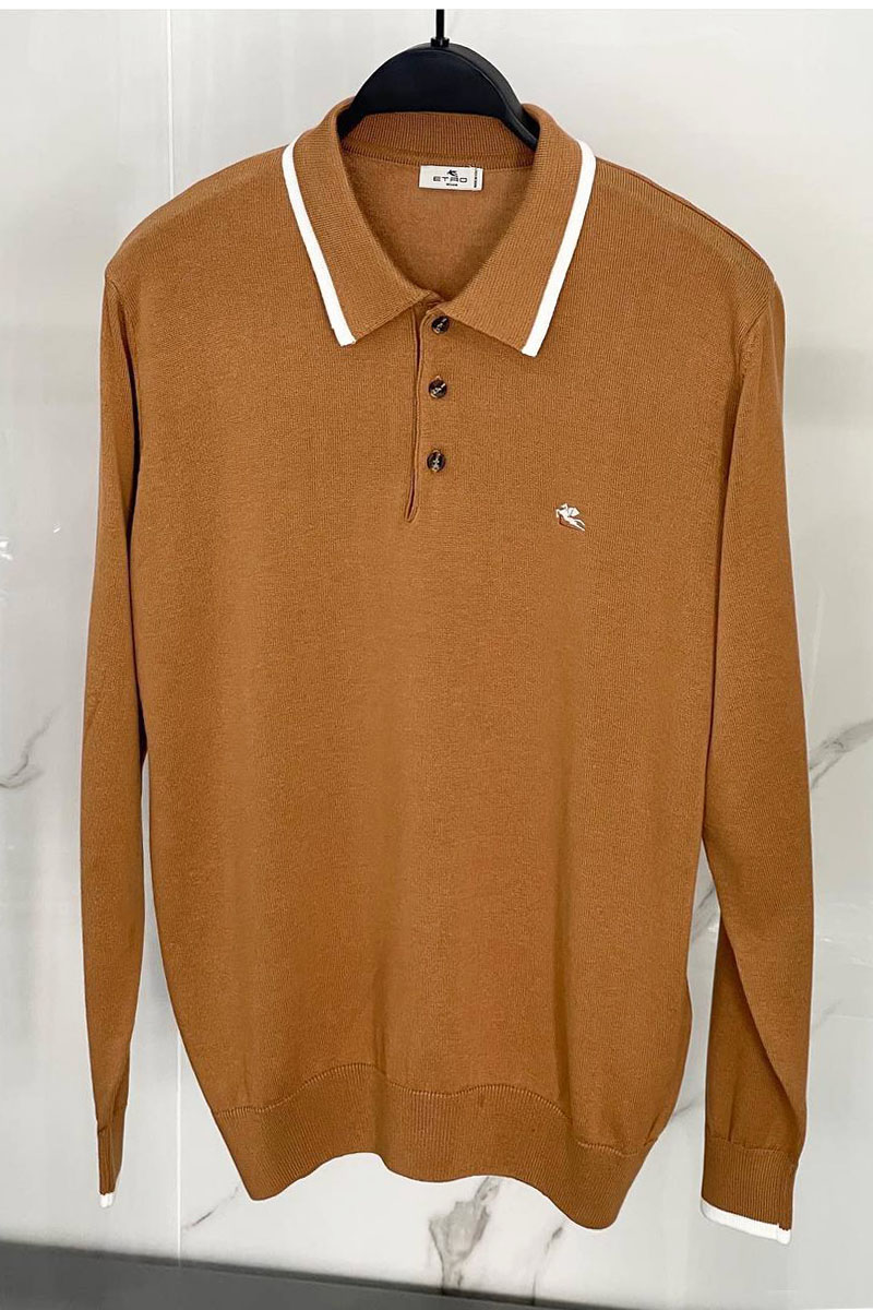Etro Поло с длинным рукавом Pegaso logo - Brown 