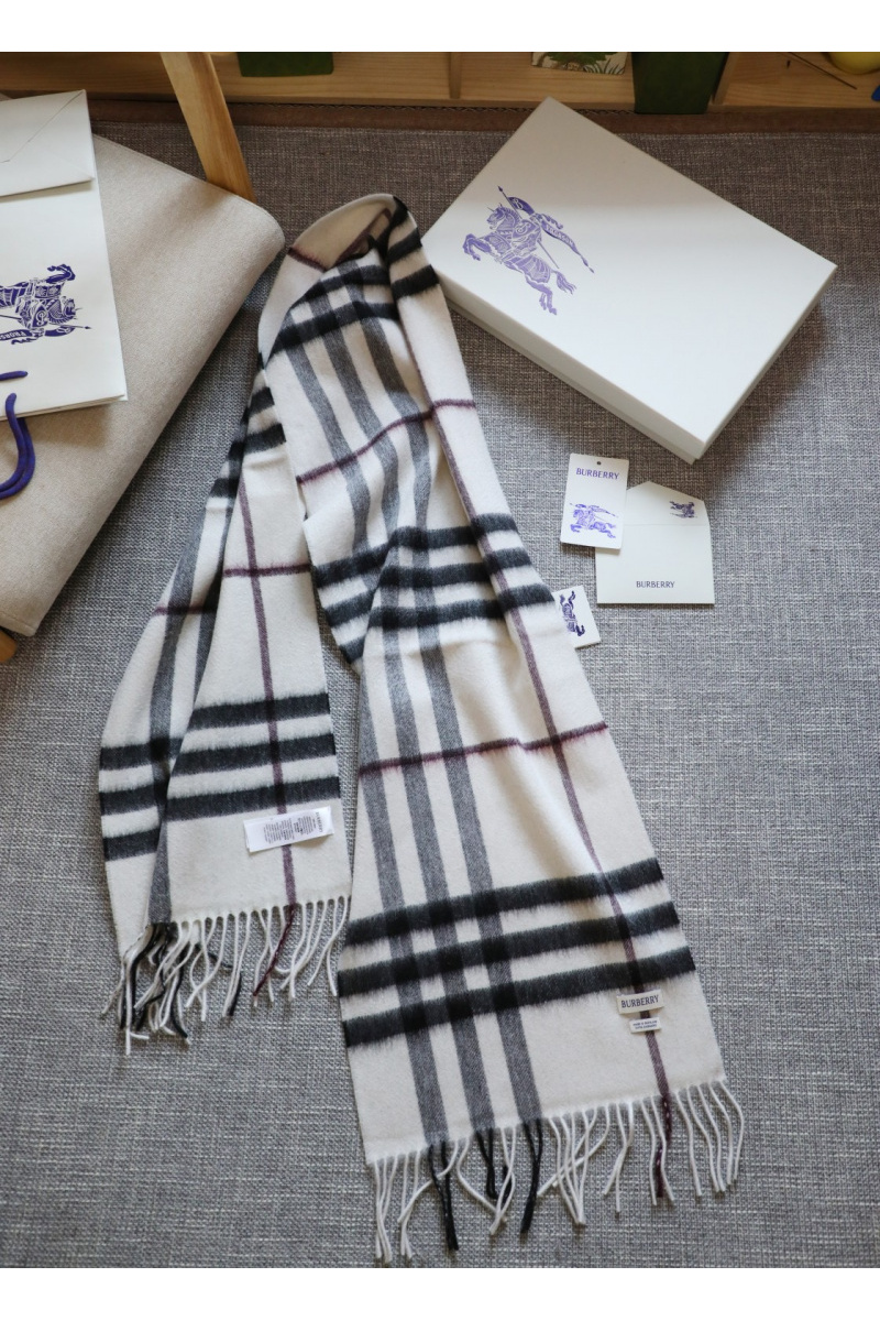 Burberry Шарф two-tone Check premium 168x30 см - White