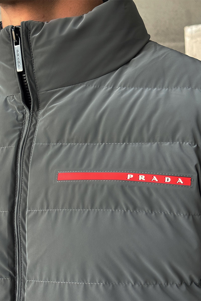 Prada Куртка с вязаными рукавами Linea Rossa - Grey