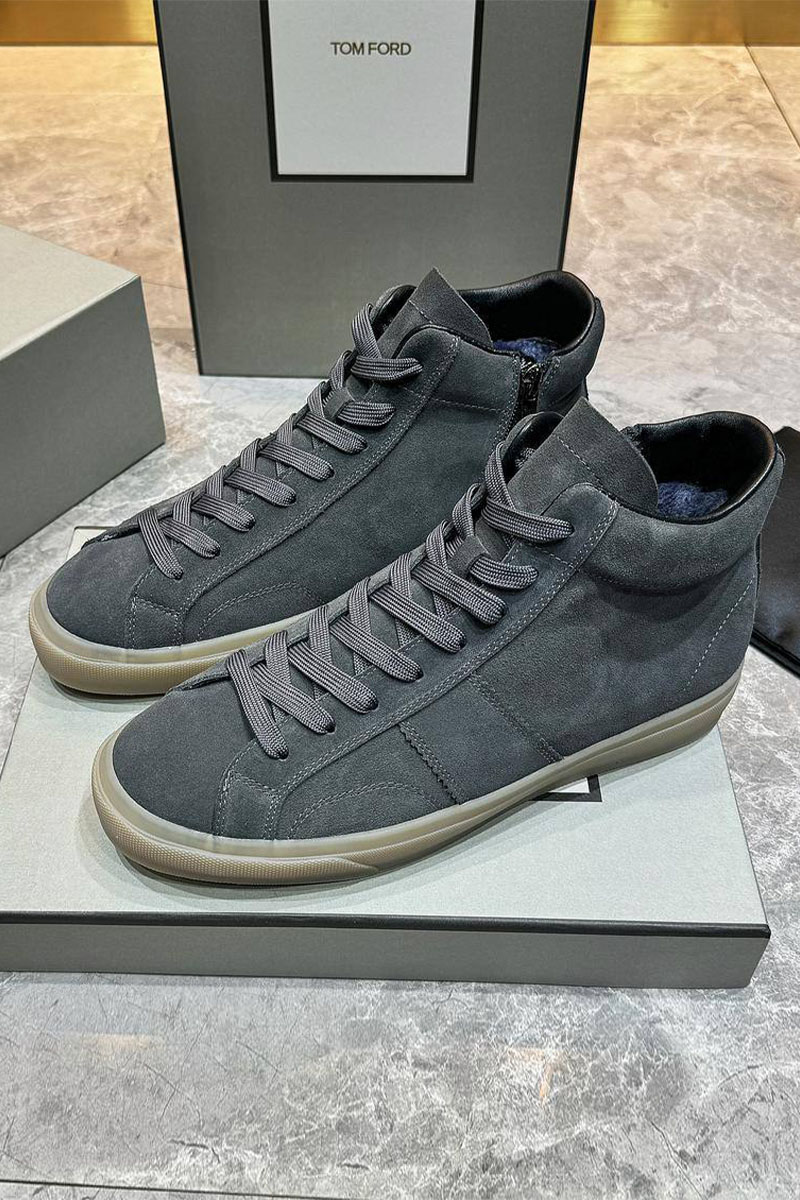 Tom Ford Замшевые кроссовки с мехом Tom Ford high-top - Grey