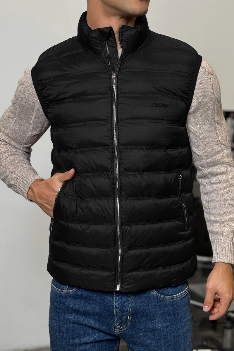 Zegna Мужской чёрный жилет 