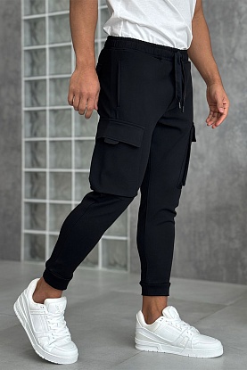 Мужские чёрные джоггеры cargo-pocket