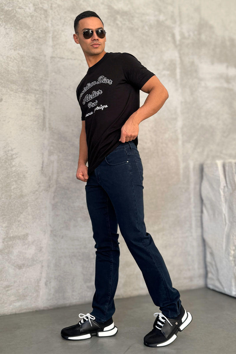 Loro Piana Мужские джинсы тёмно-синего цвета straight fit