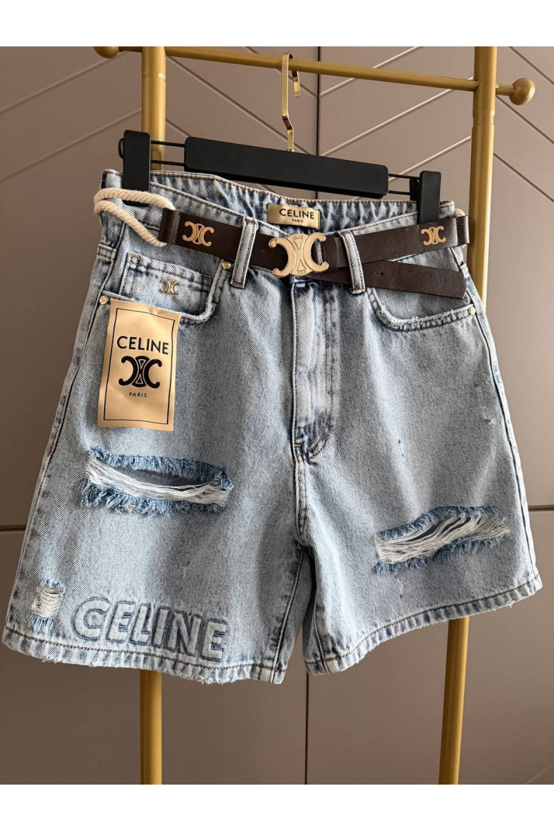 Celine Женские светло-голубые джинсовые шорты premium