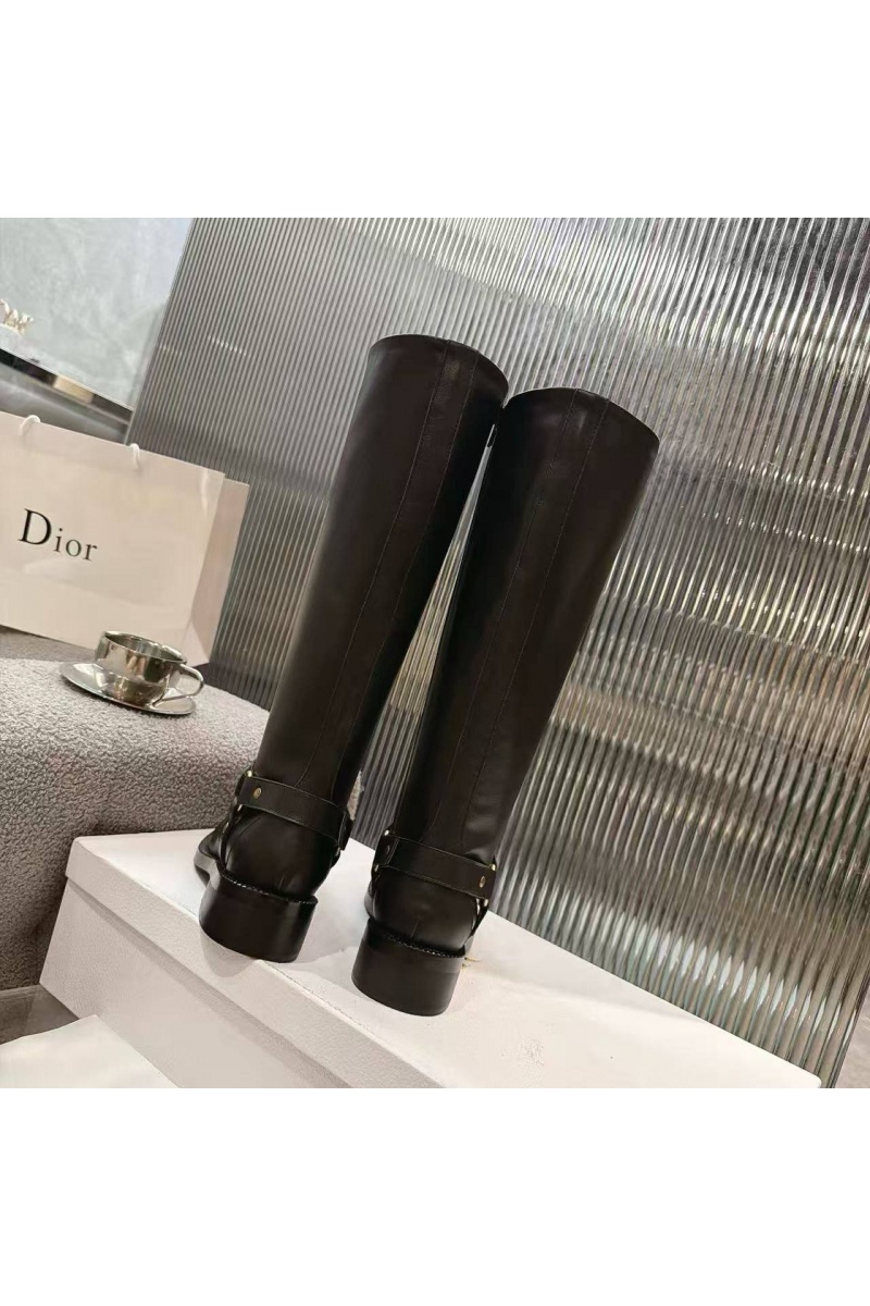 Dior Женские кожаные сапоги на шнуровке 