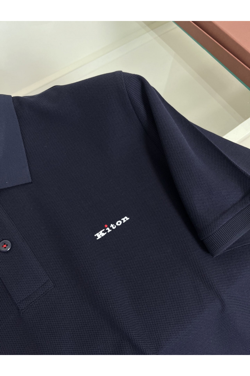 Kiton Мужское тёмно-синее поло premium 