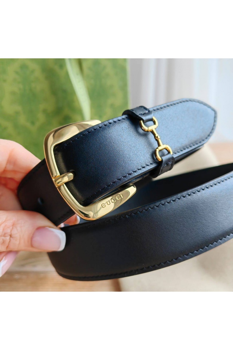 Gucci Кожаный ремень GG чёрного цвета (длина 80 / 85 см)
