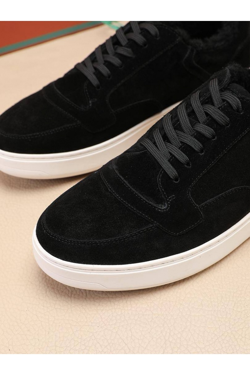 Loro Piana Кроссовки с мехом Newport Walk - Black