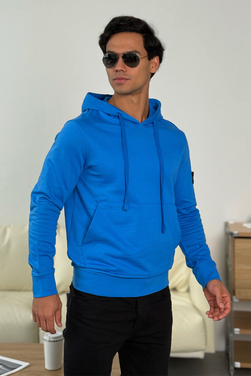 Stone Island Мужское худи синего цвета Compass-patch