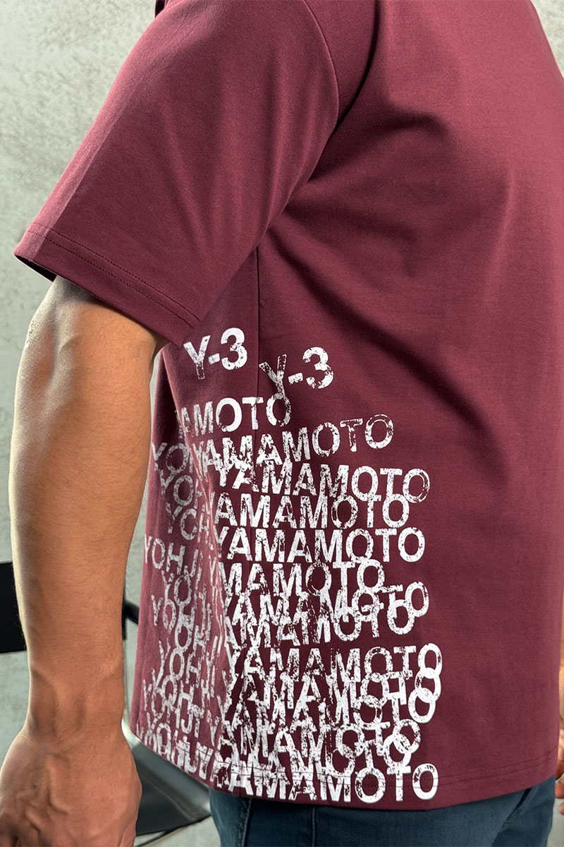 Y-3 Yohji Yamamoto Мужская бордовая футболка 