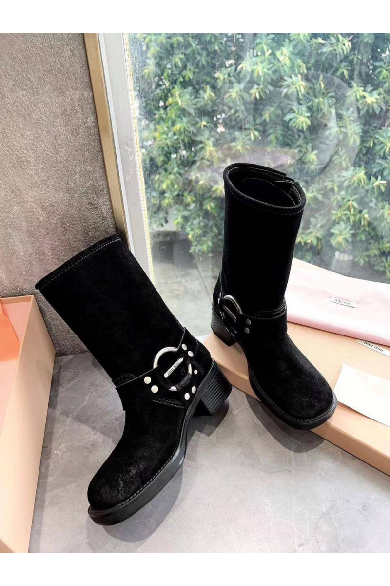 MIU MIU Женские замшевые сапоги Ankle Premium