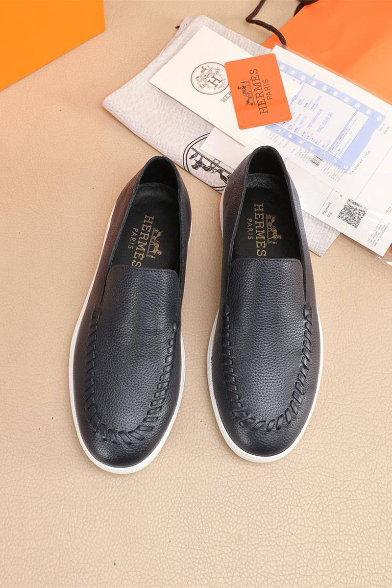 Hermes Мужские кожаные лоферы Julian - Navy