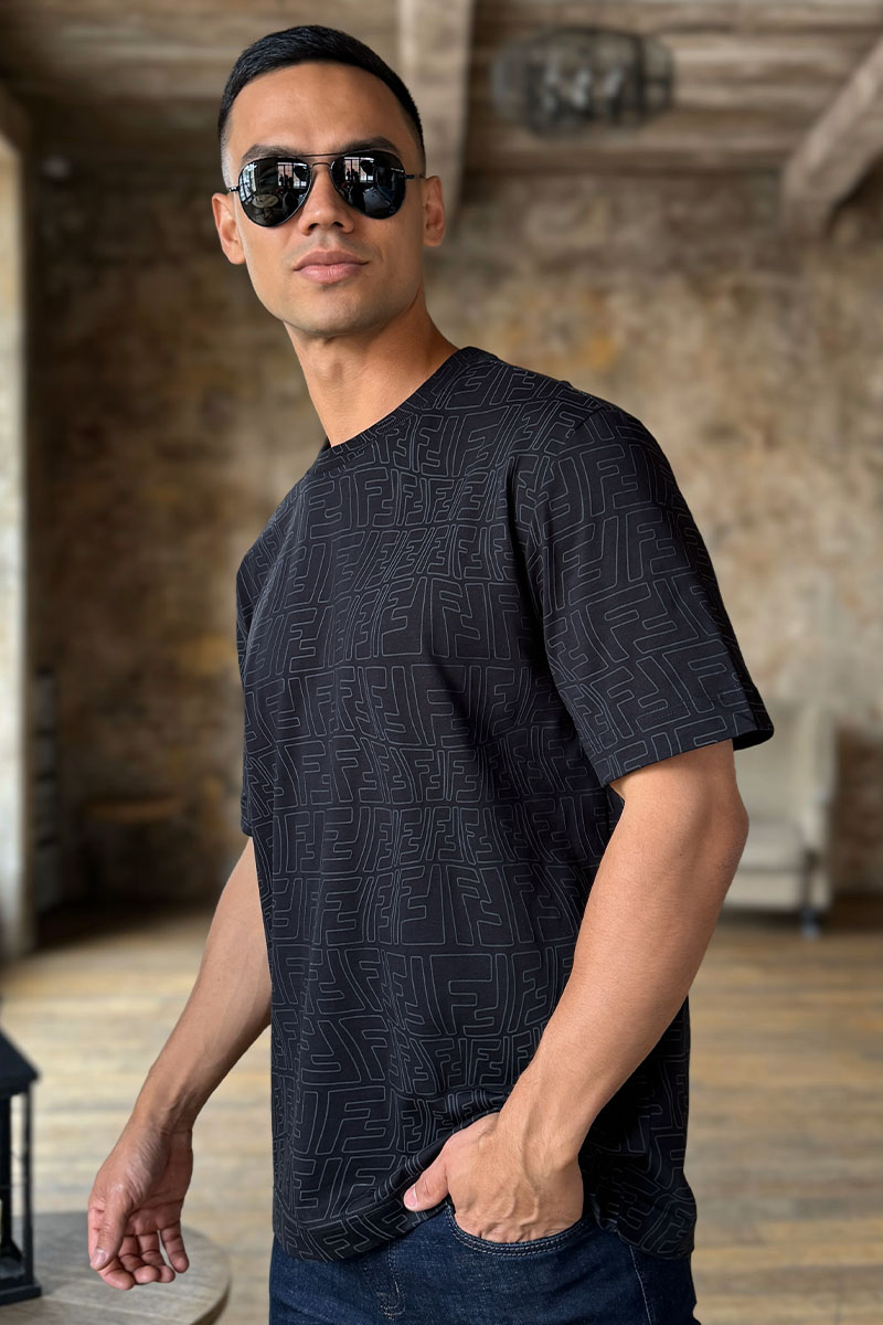 Fendi Чёрная оверсайз футболка distorted monogram pattern