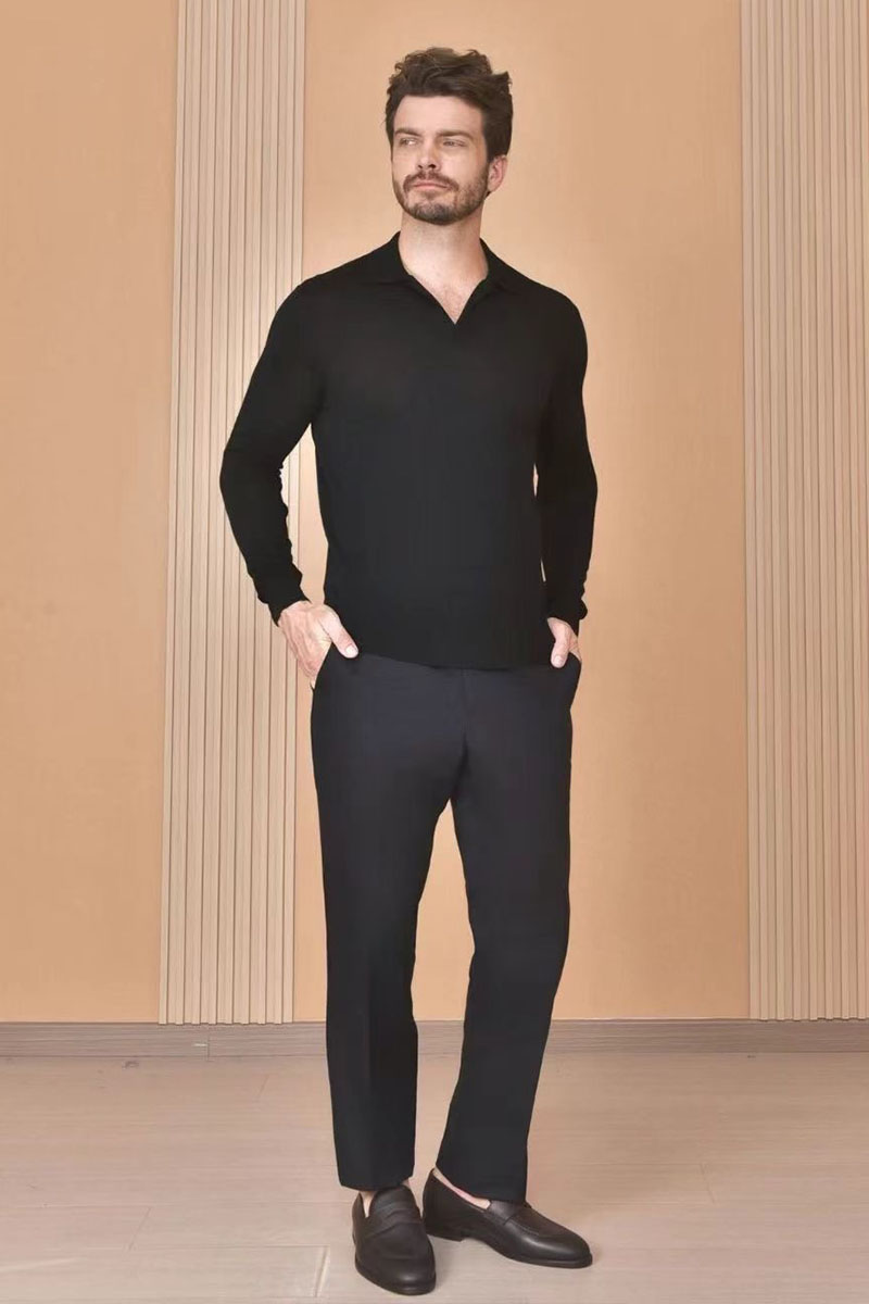 Loro Piana Поло с длинным рукавом Premium - Black