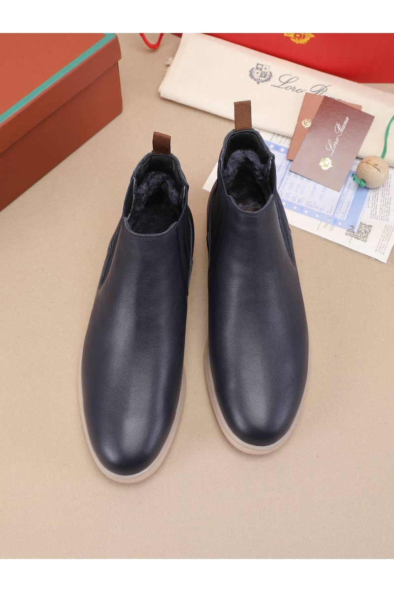 Loro Piana Кожаные ботинки с мехом 