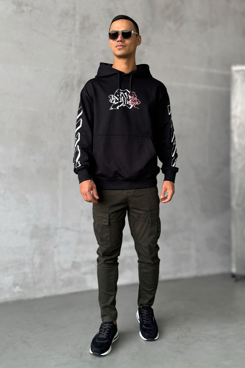 Off-White Мужское чёрное худи Graffiti Arrows Logo